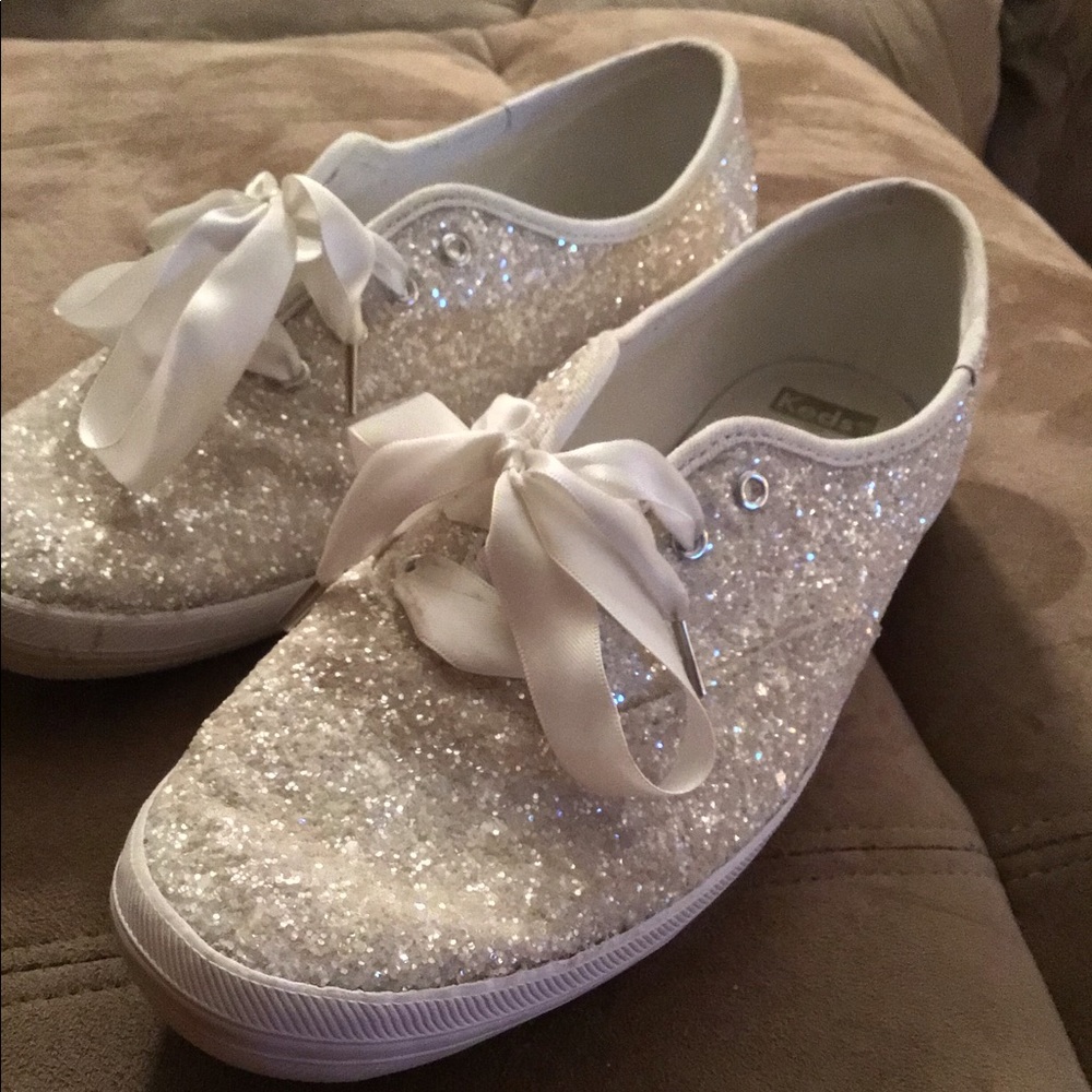 Size 9 Kate Spade x Keds White Glitter Shoes
